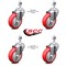 Service Caster 4 Inch Red Polyurethane Wheel Swivel 12mm Threaded Stem Caster Set SCC SCC-TS20S414-PPUB-RED-M1215-4 - alternate 4